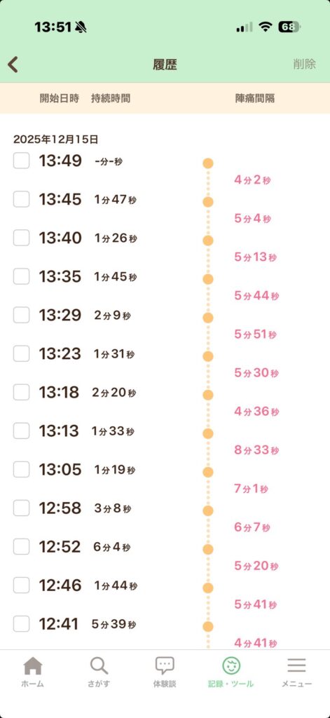 ninaruの陣痛間隔